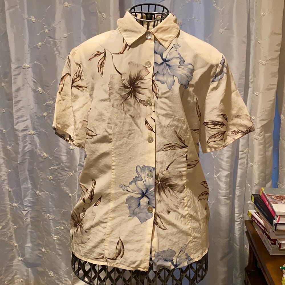 ~Jennifer Moore~ Vintage Silk Floral Blouse